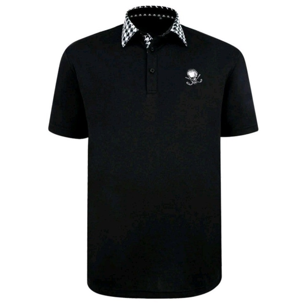 Tattoo Golf Performance VIP Collection Skull Black Cool-Stretch Golf Shirt Men L